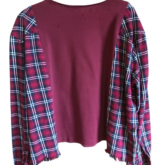 Reworked Flannel Shirt, Size M to XL: Upcycled Inspirational Theme Graphic Tee - Picture 3 of 9